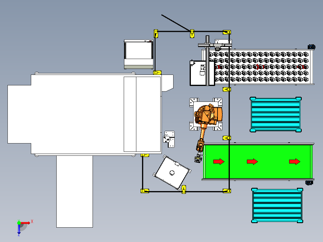 机床上下料+精加工去毛刺项目俯视图