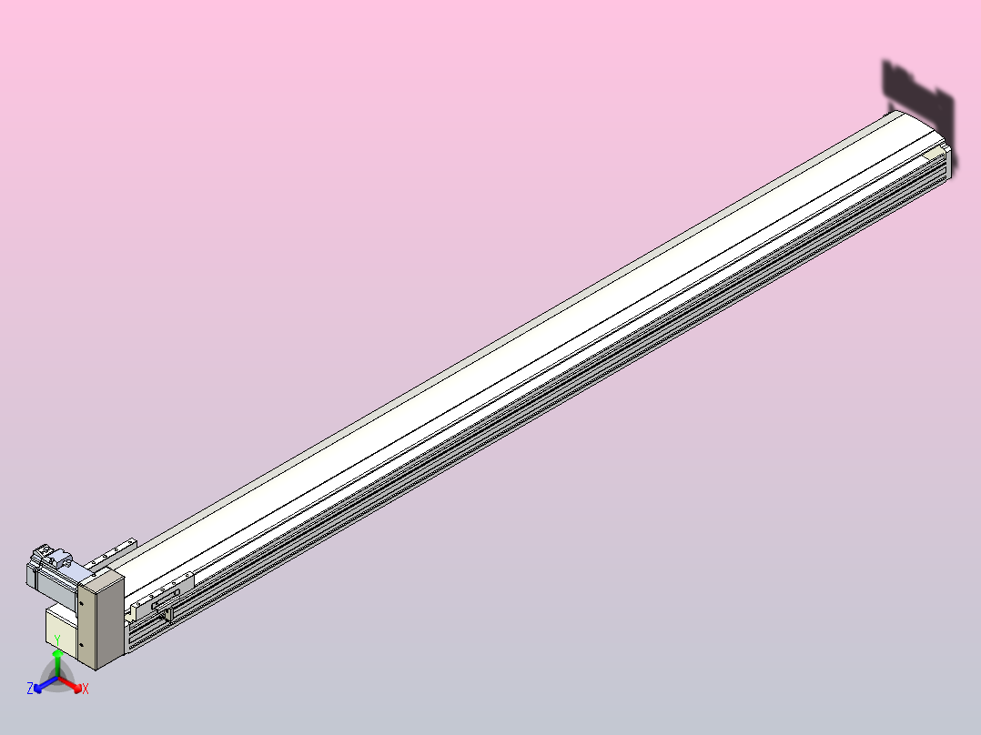 皮带直线轴半封闭可选导轨TPA-HNB-140D-120-L1600-RU-Y-P40-N3正等轴测图