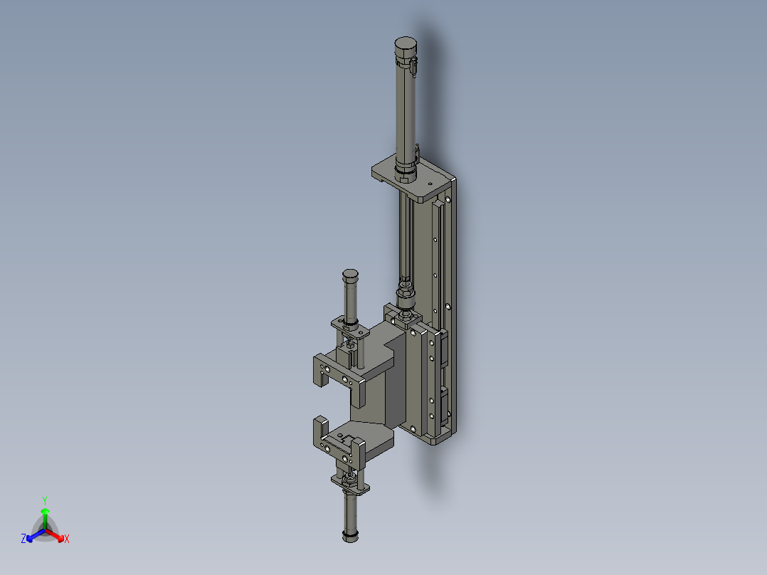 气缸滑台双气缸夹具3D数模图纸 Solidworks设计 附STEP正等轴测图
