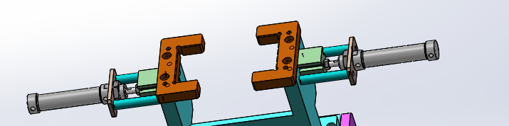 气缸滑台双气缸夹具3D数模图纸 Solidworks设计 附STEP