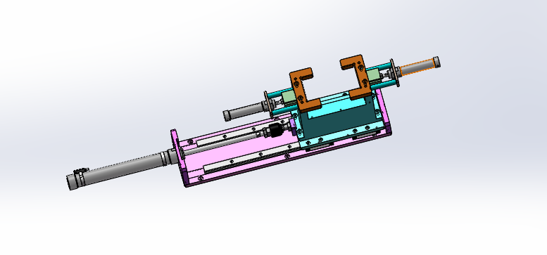 气缸滑台双气缸夹具3D数模图纸 Solidworks设计 附STEP