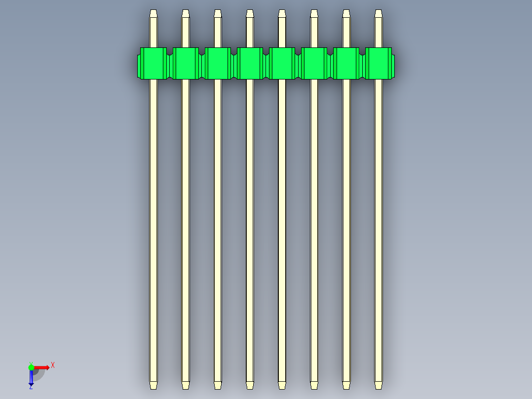 彩色公头100mil（2.54mm）系列-DS1021_green_3x08p_100mil_Type43_rev1.0俯视图
