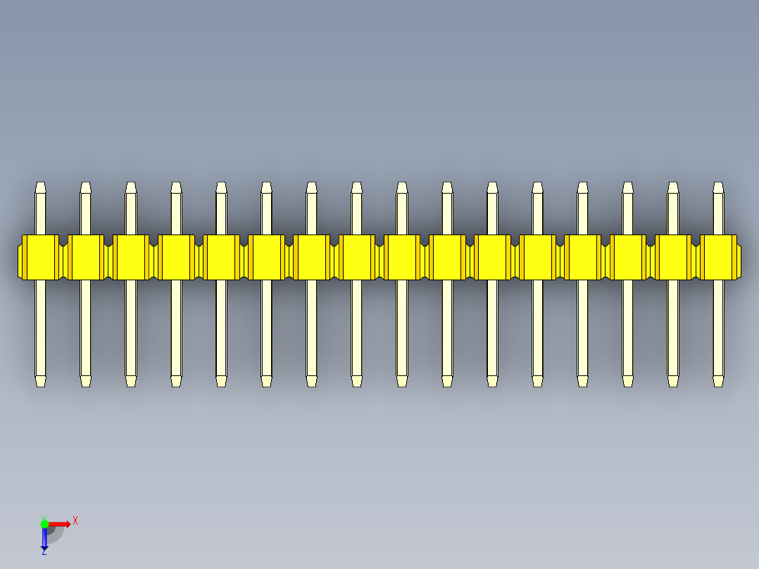 彩色公头100mil（2.54mm）系列-DS1021_yellow_3x16p_100mil_Type1_rev1.0俯视图