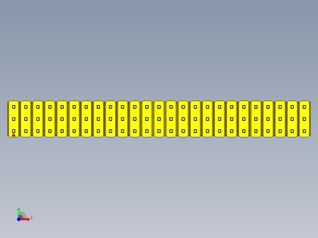 彩色公头100mil（2.54mm）系列-DS1021_yellow_3x25p_100mil_Type1_rev1.0前视图