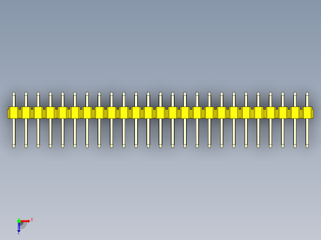 彩色公头100mil（2.54mm）系列-DS1021_yellow_3x25p_100mil_Type1_rev1.0俯视图