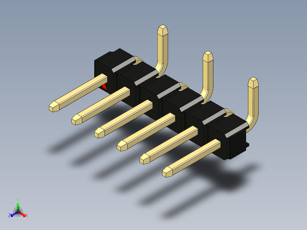 彩色公排针 100mil 2.54mm 系列-DS1022_black_06p_100mil_Type_SMT_R2_rev1.0主视图