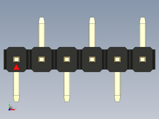 彩色公排针 100mil 2.54mm 系列-DS1022_black_06p_100mil_Type_SMT_R2_rev1.0前视缩略图