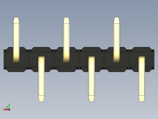 彩色公排针 100mil 2.54mm 系列-DS1022_black_06p_100mil_Type_SMT_R2_rev1.0后视缩略图