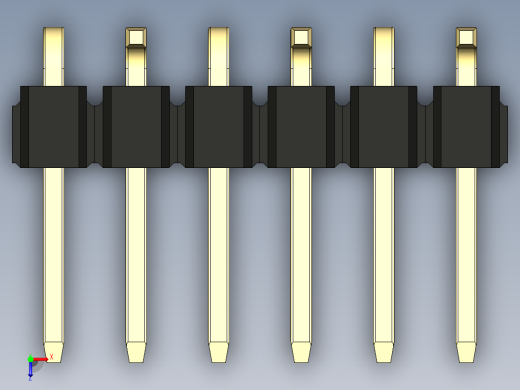 彩色公排针 100mil 2.54mm 系列-DS1022_black_06p_100mil_Type_SMT_R2_rev1.0俯视缩略图