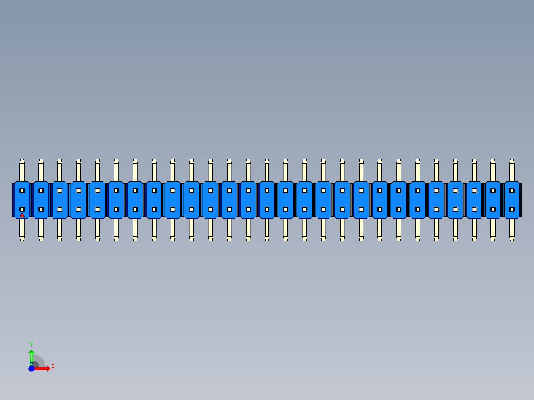彩色公排针 100mil 2.54mm 系列-DS1022_blue_54p_100mil_TypeSMT_rev1.0前视图