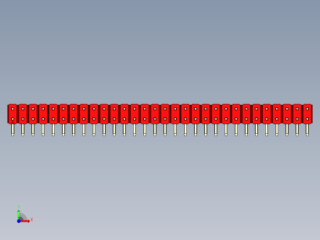 彩色公排针 100mil 2.54mm 系列-DS1022_red_2x30p_100mil_TypeD_rev1.0前视图