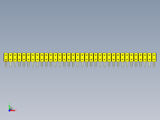彩色公排针 100mil 2.54mm 系列-DS1022_yellow_2x34p_100mil_TypeD_rev1.0前视缩略图