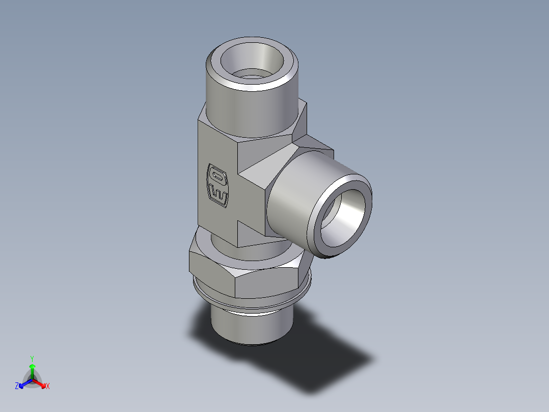 卡套式工业通用硬管接头EO_Adjustable_locknut_run_tee_LEE10SMOROMDCF主视图