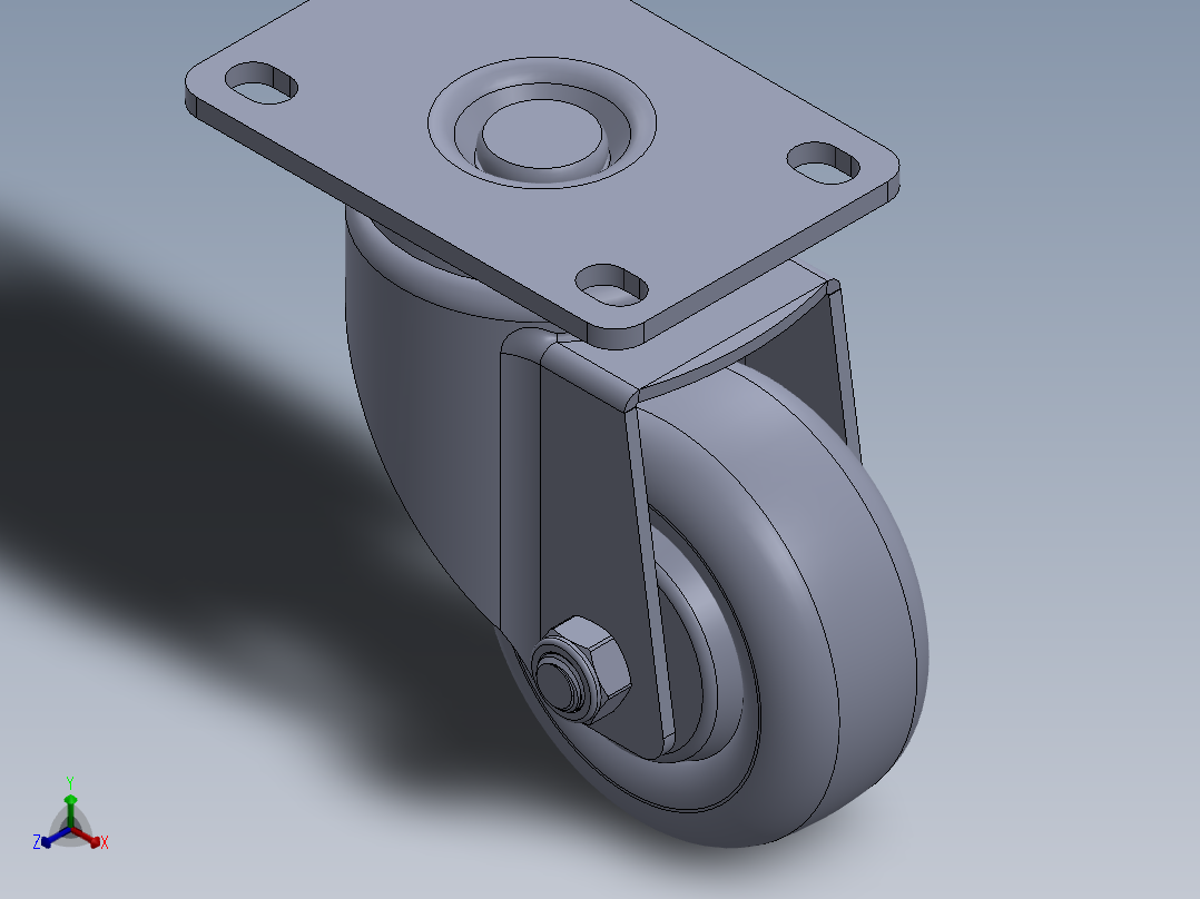 标准脚轮-WH-5013-76 3in SWIVEL PLATE MOUNTING H=108 45x75mm pitch主视图