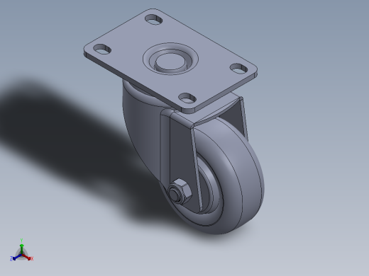 标准脚轮-WH-5013-76 3in SWIVEL PLATE MOUNTING H=108 45x75mm pitch正等轴测缩略图
