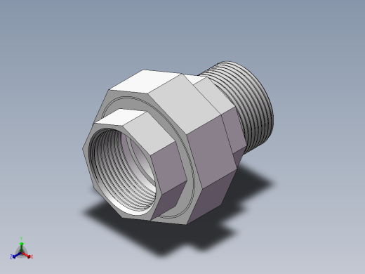 活接-等径内外丝直通 DN32正等轴测缩略图