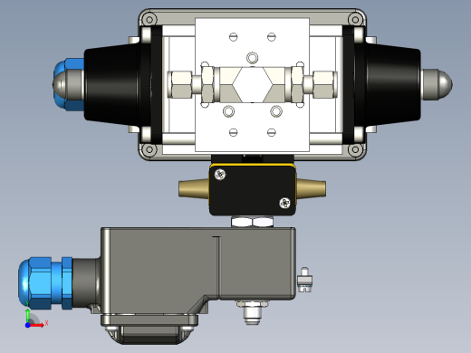 带气动执行器和3-2通阀的2通球阀前视缩略图
