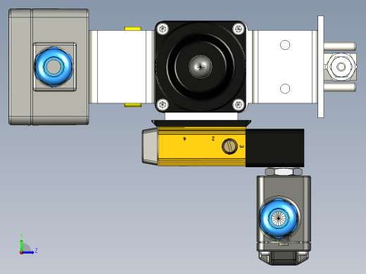 带气动执行器和3-2通阀的2通球阀左视缩略图