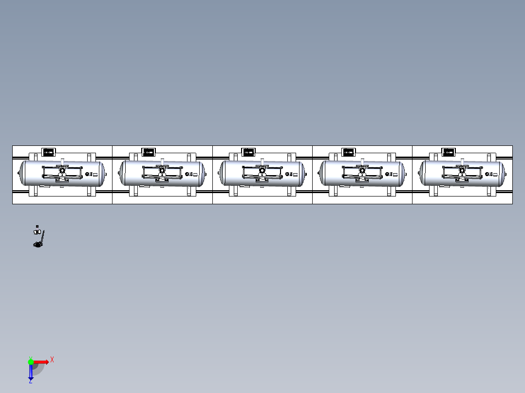 大型气罐的轨道运输机构俯视图