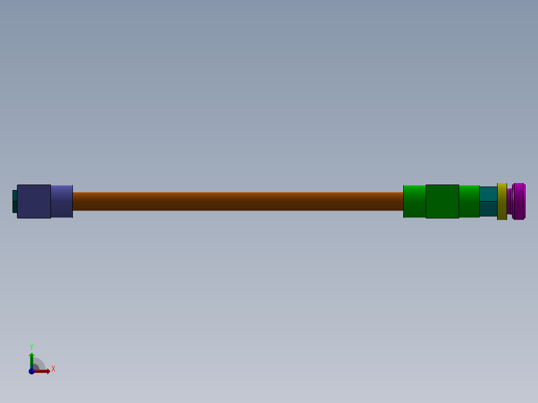 带阀门连接的管道前视图