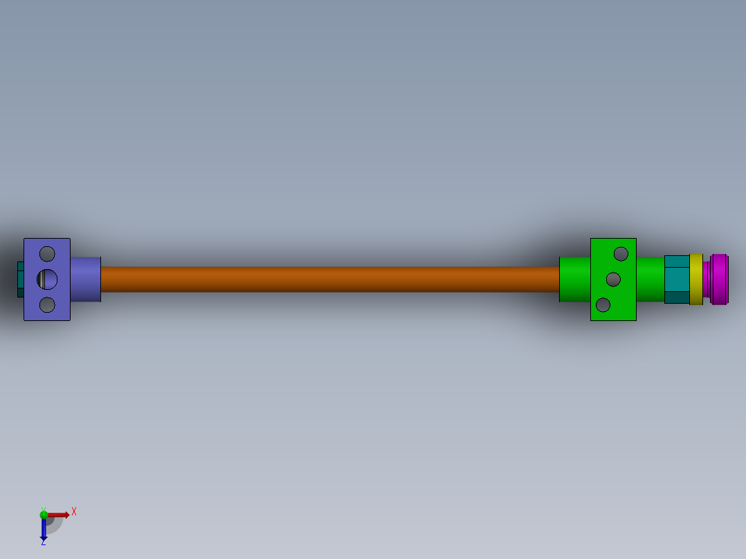 带阀门连接的管道俯视图