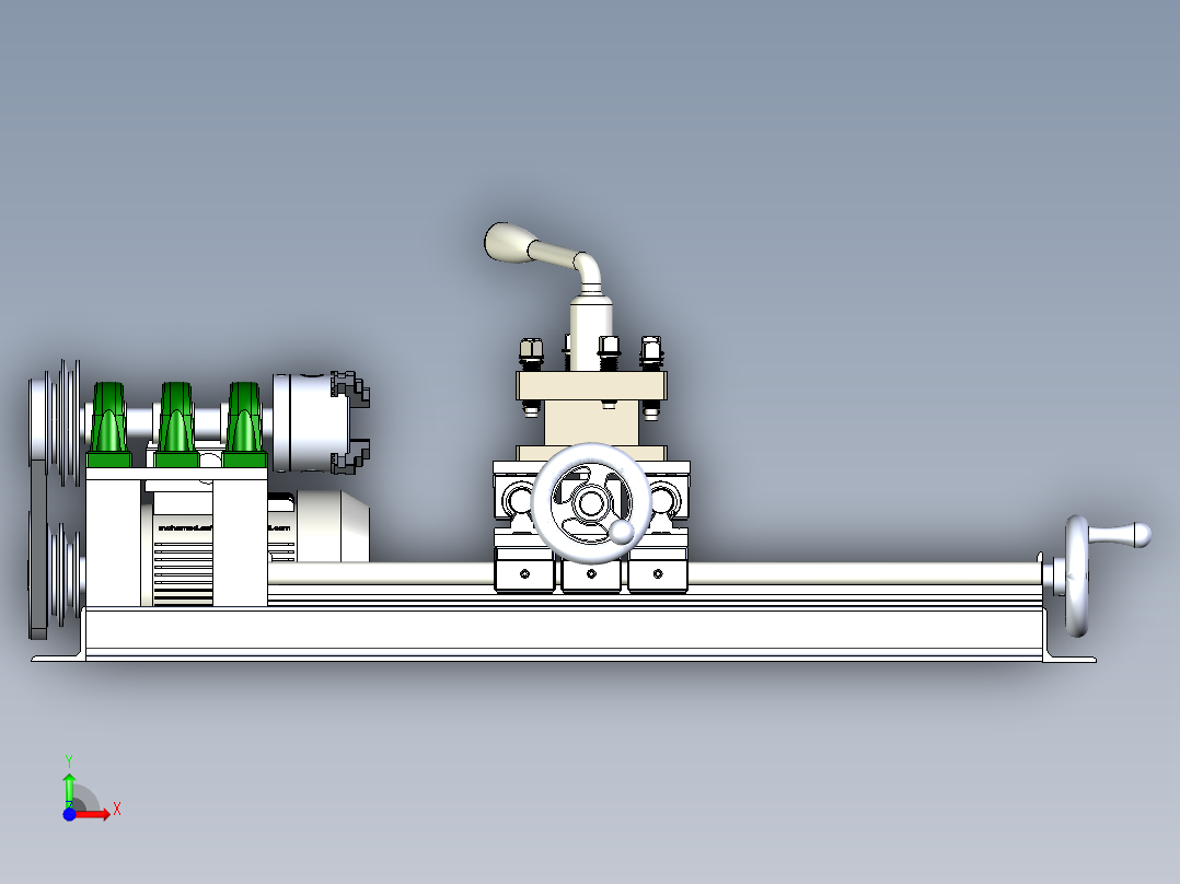 lathe车床核心结构3D图纸前视图