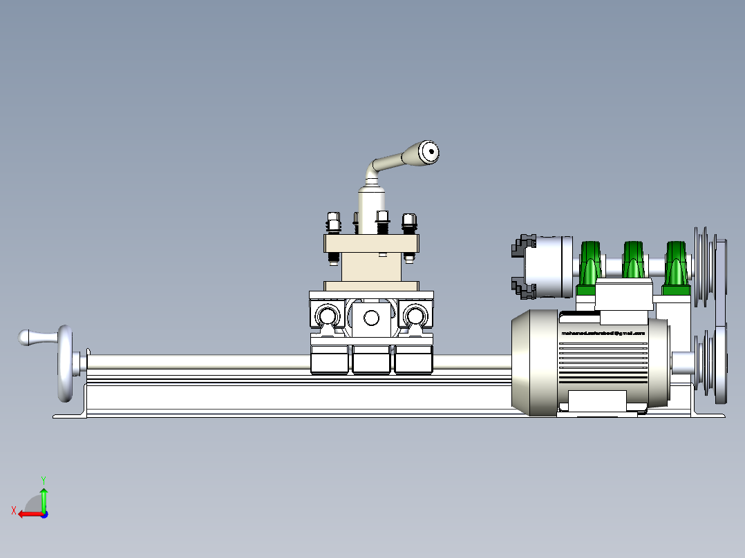 lathe车床核心结构3D图纸后视图