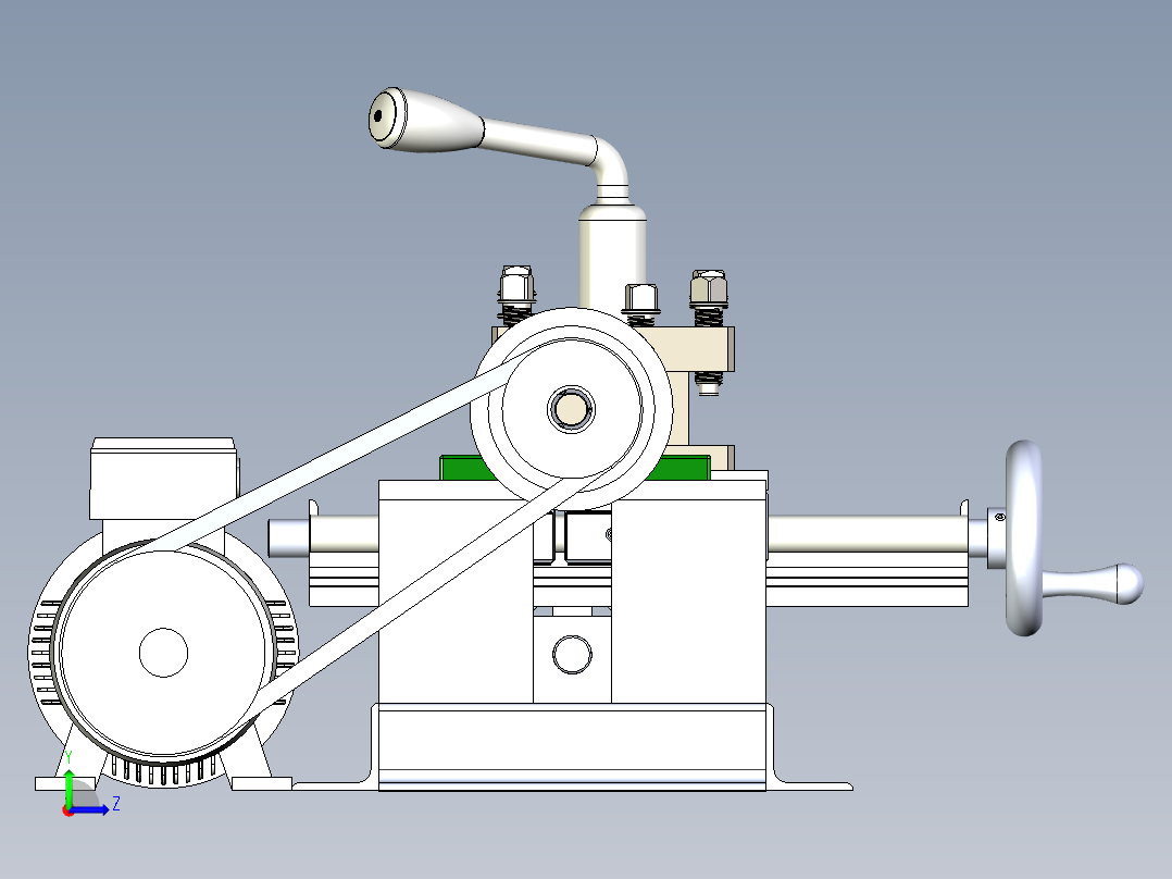 lathe车床核心结构3D图纸左视图
