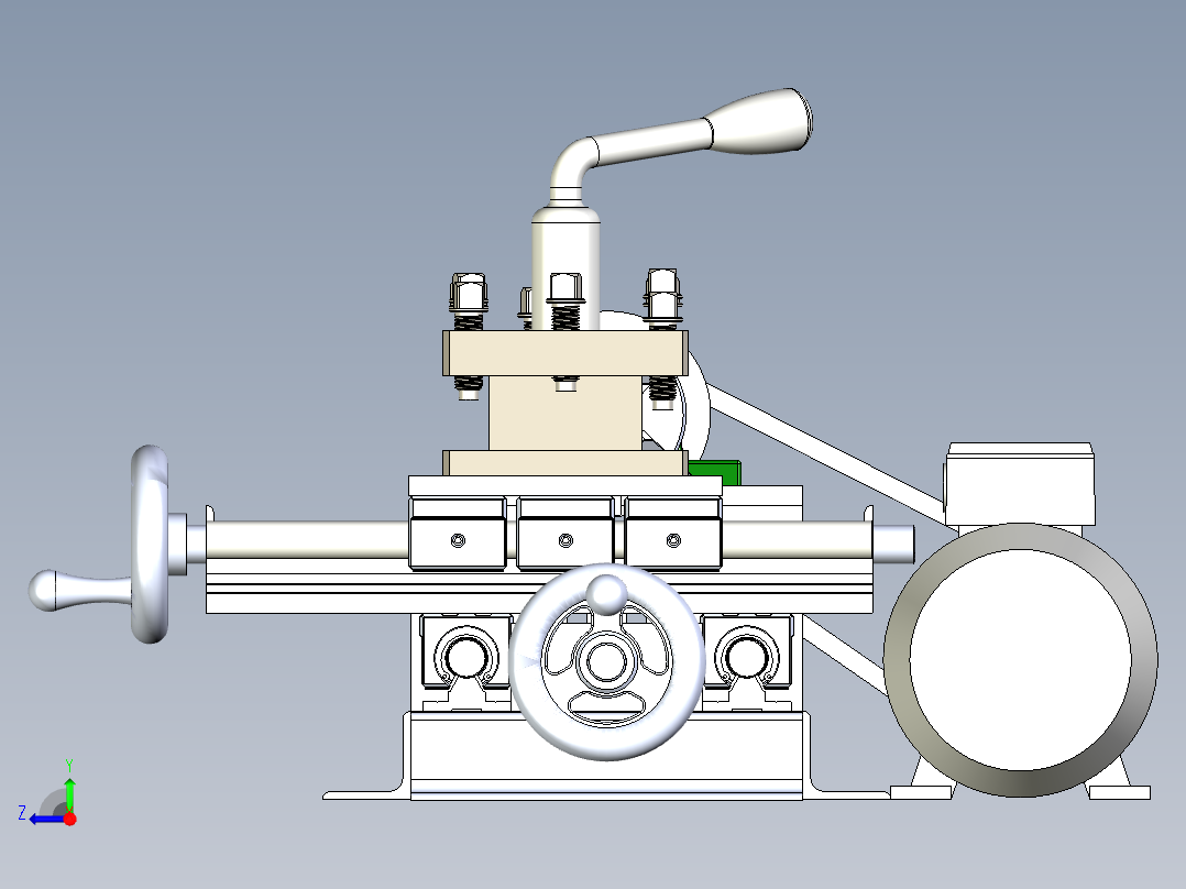 lathe车床核心结构3D图纸右视图