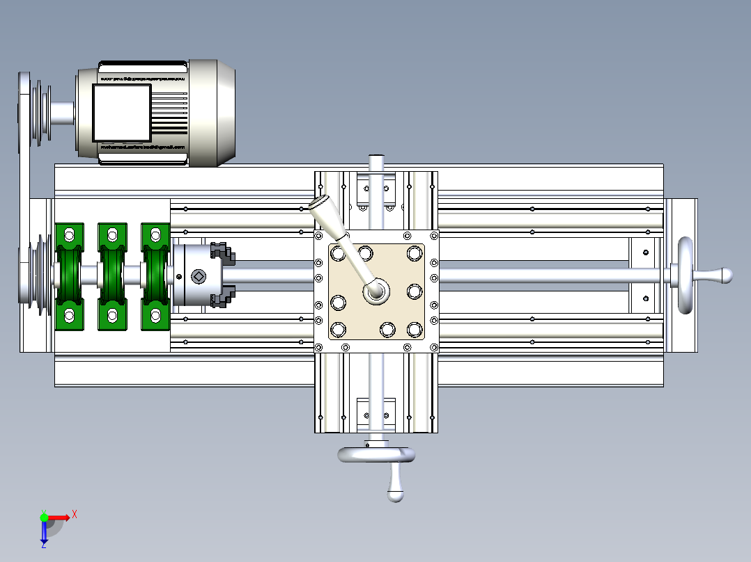 lathe车床核心结构3D图纸俯视图