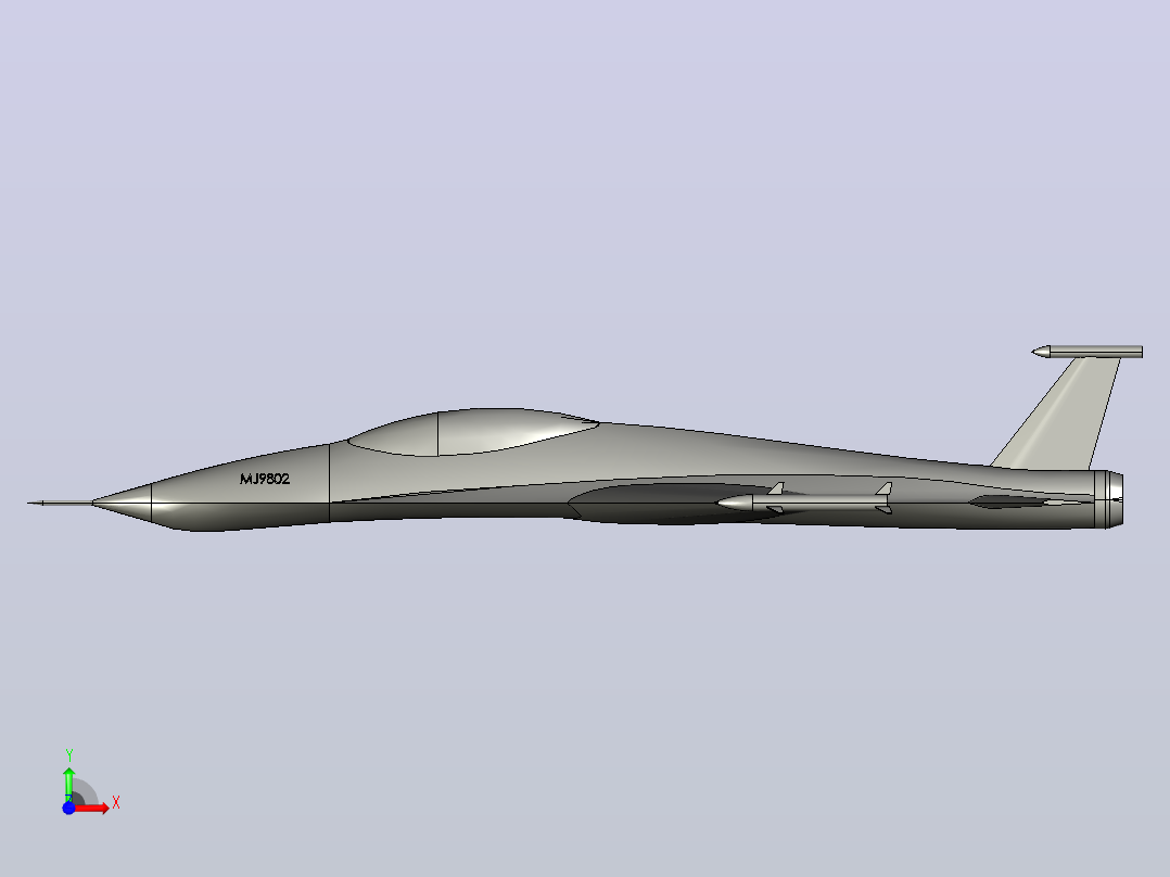 Fighter Jet战斗机简易轮廓模型前视图
