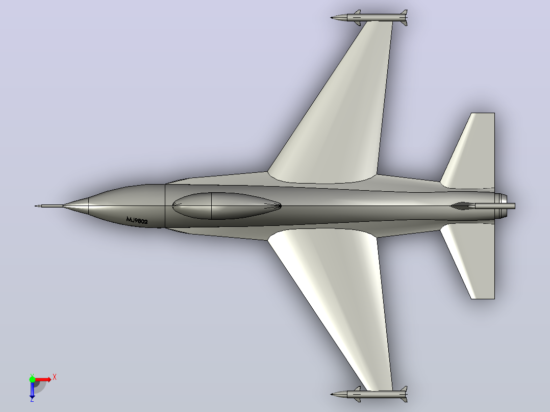 Fighter Jet战斗机简易轮廓模型俯视图