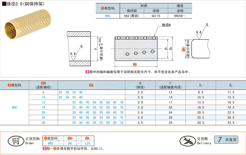 滚珠衬套-珠径2.0@BRC