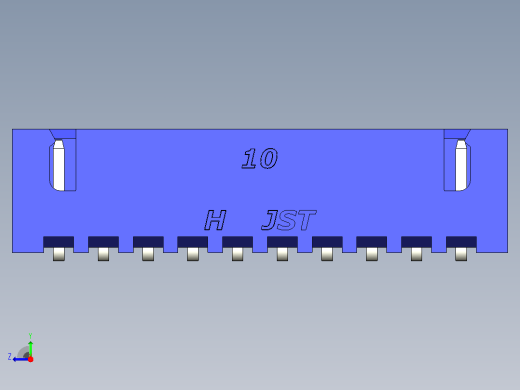 蓝色JST XH 10针连接器P 2 54mm成角度右视缩略图