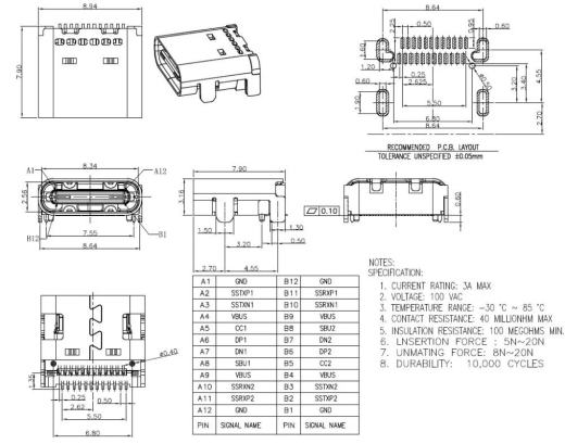 USB类型C smd 24 p 16缩略图