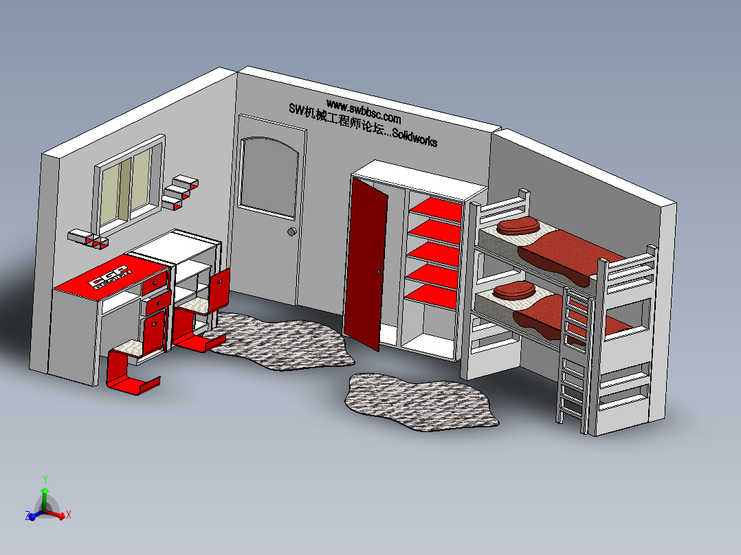 儿童房书房学生房作业桌书柜上下床SW2018