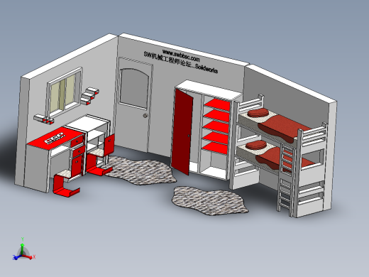 儿童房书房学生房作业桌书柜上下床SW2018