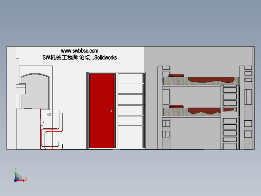 儿童房书房学生房作业桌书柜上下床SW2018前视缩略图