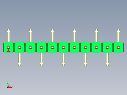 彩色公排针 100mil 2.54mm 系列-DS1022_green_11p_100mil_Type_SMT_R1_rev1.0前视缩略图