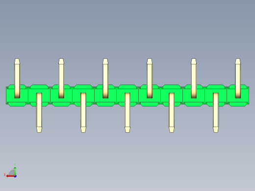 彩色公排针 100mil 2.54mm 系列-DS1022_green_11p_100mil_Type_SMT_R1_rev1.0后视缩略图