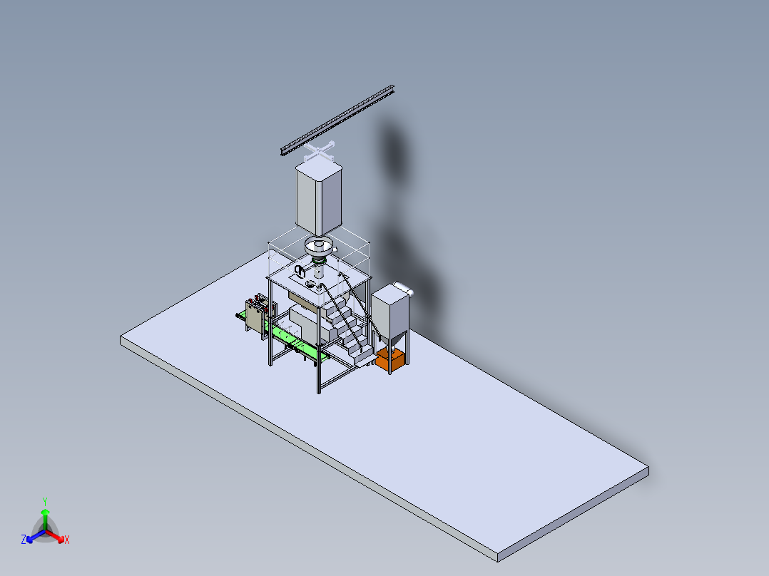 粉体灌装容器设备正等轴测图