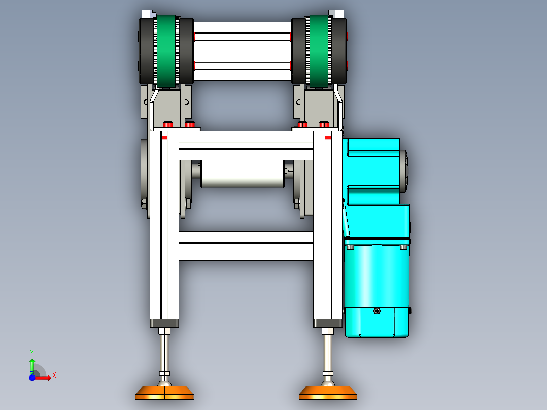 LE-XC4080-重载托盘输送线中间驱动前视图