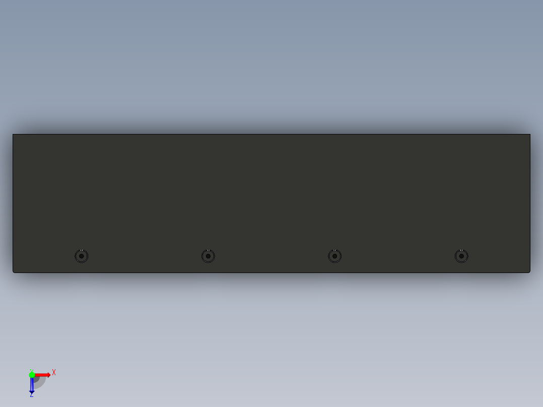 4 x 18650电池座。每个电池槽的单独导线，通常用于并联电池。带有M3（或#4）低头螺钉的安装支架孔。电池通过弹簧钢触点固定和接触俯视图