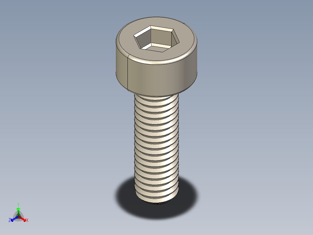 Screw_DIN_912_M3x10F_A2.STEP公制内六角螺钉正等轴测图
