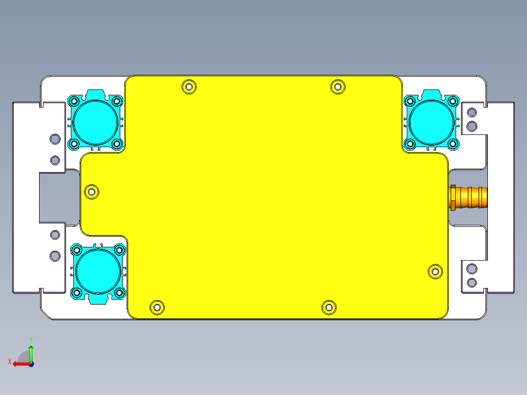 铝制电脑A壳铣HINGE缺口四轴伸缩定位+真空吸气工装治具模型后视图