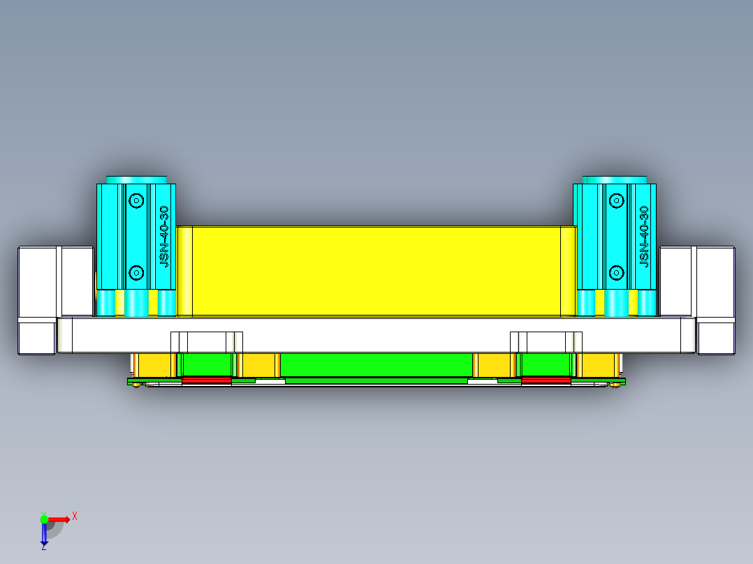 铝制电脑A壳铣HINGE缺口四轴伸缩定位+真空吸气工装治具模型俯视图