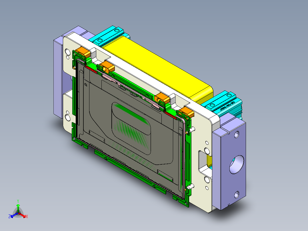 铝制电脑A壳铣HINGE缺口四轴伸缩定位+真空吸气工装治具模型正等轴测图