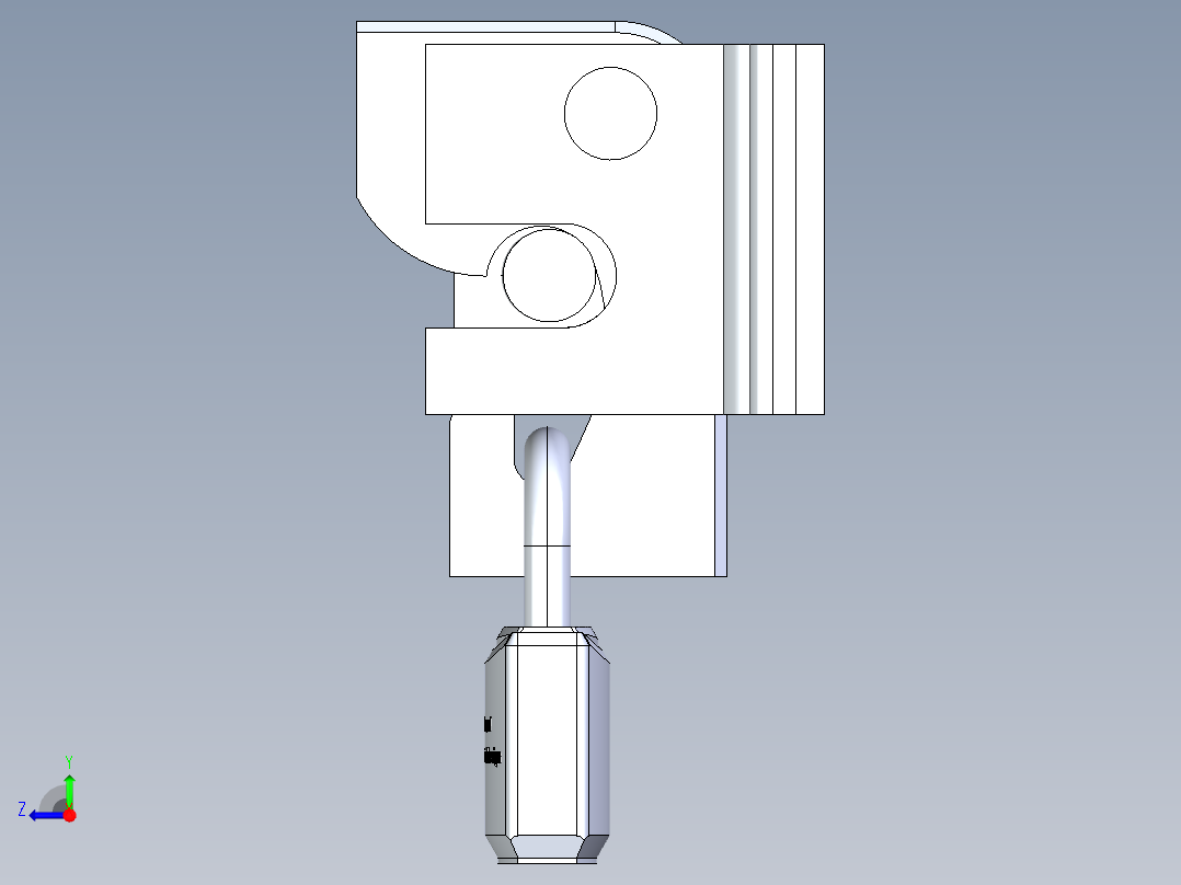 简单的自动门闩锁右视图