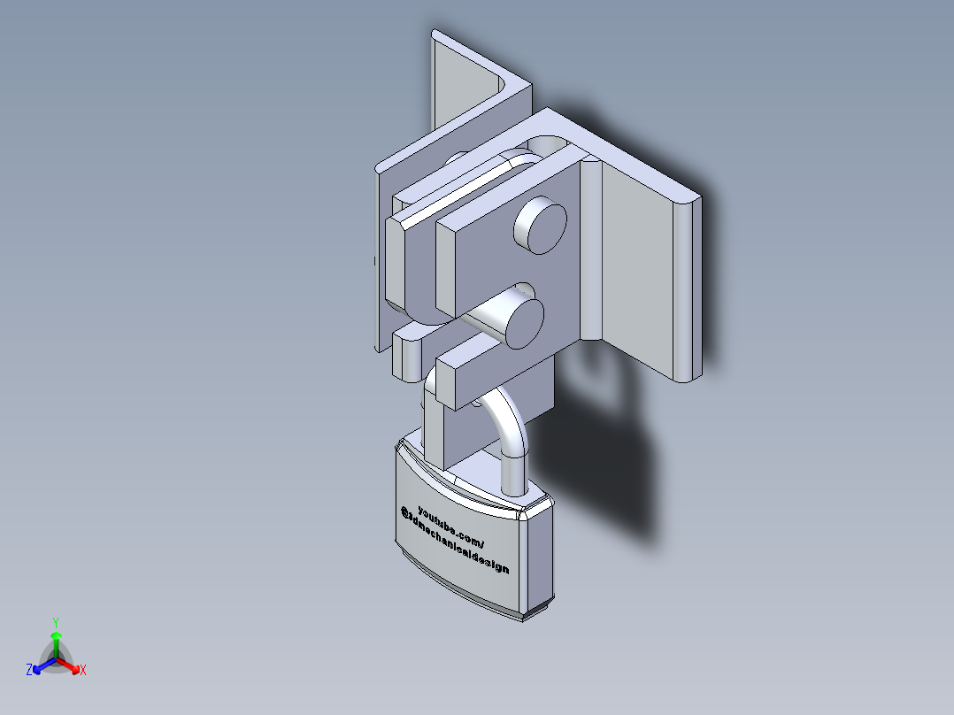 简单的自动门闩锁正等轴测图