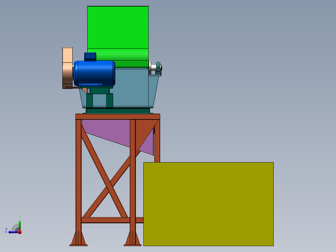 破碎机、破碎机（粉碎机）右视图